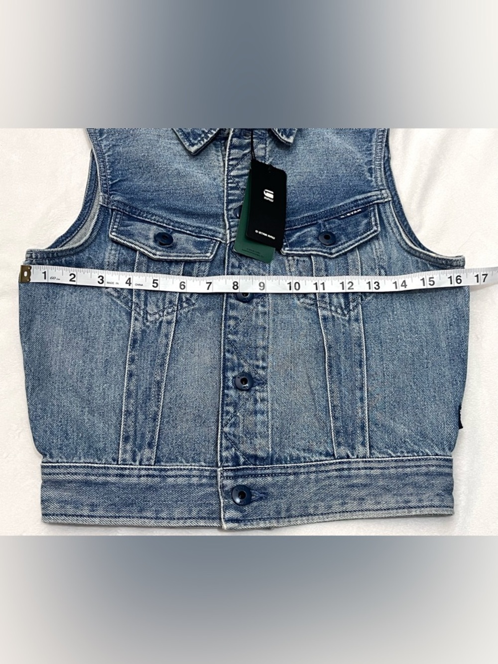 G-Star Raw Women’s Slim Sun Faded Air Force Light Blue Denim Vest w Pockets XS - Picture 13 of 16